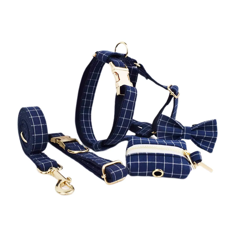 Personalized Plaid Dark Blue Classic Set