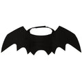 Black bat-wing pet costume piece with round neck opening and side strap ties.