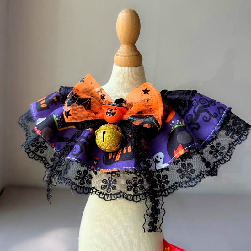Halloween Pet Ruffle Collar with Lace, Bow & Bell Fursace Luxury Dog Plush Toy - XS Red Squeaky | Cookies Wagging Friends Boutique Cookies Wagging Friends Boutique
