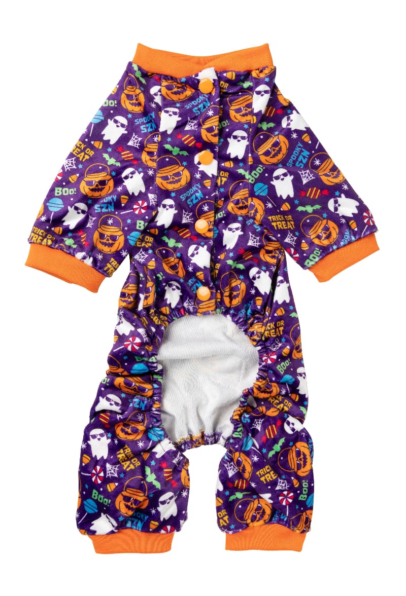 Halloween Purple Trick or Treat Spooky Dog Pajamas Fursace Luxury Dog Plush Toy - Sz1 Red Squeaky | Cookies Wagging Friends Boutique Cookies Wagging Friends Boutique