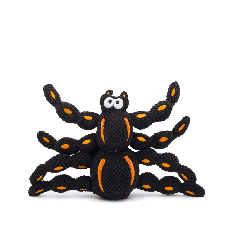 Halloween Spooky Spider Floppy Plush Squeaky Dog Toy - 2 Sizes Fursace Luxury Dog Plush Toy - SM Red Squeaky | Cookies Wagging Friends Boutique Cookies Wagging Friends Boutique
