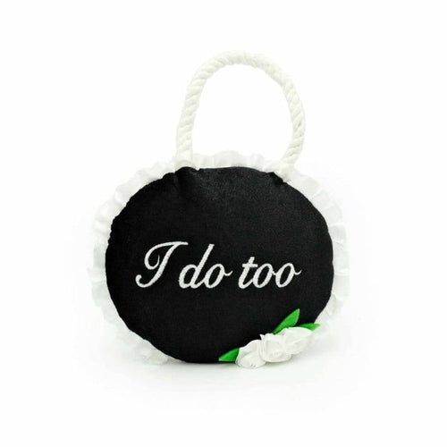 "I Do Too" Wedding Sign Dog Toy Fursace Luxury Dog Plush Toy - Red Squeaky | Cookies Wagging Friends Boutique Cookies Wagging Friends Boutique
