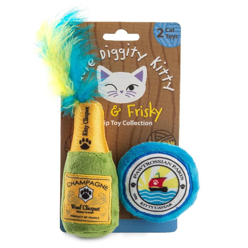 Kitty Clicquot (Bottle & Caviar) Cat Toys - 2 Pc Fursace Luxury Dog Plush Toy - Red Squeaky | Cookies Wagging Friends Boutique Cookies Wagging Friends Boutique