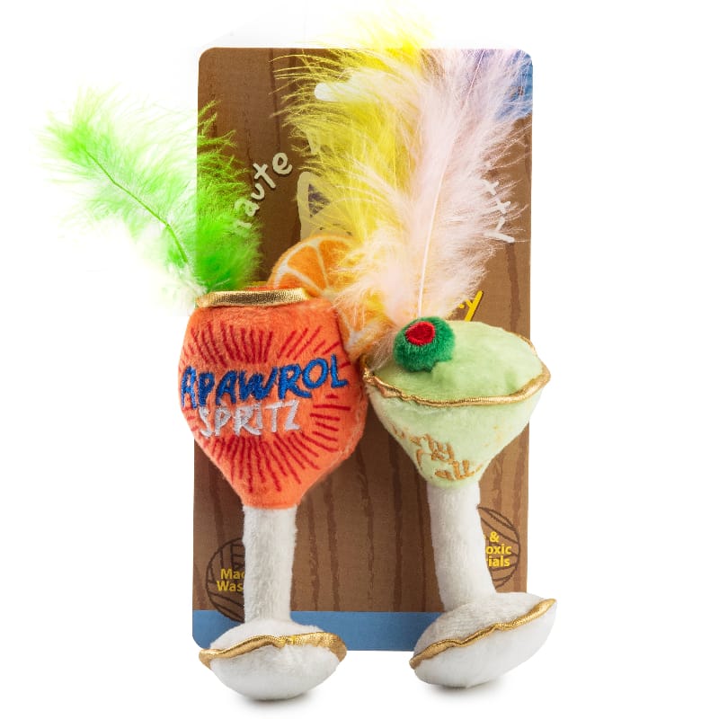 Kitty Cocktails Fun Cat Toy Set - 2 Pk Fursace Luxury Dog Plush Toy - Red Squeaky | Cookies Wagging Friends Boutique Cookies Wagging Friends Boutique