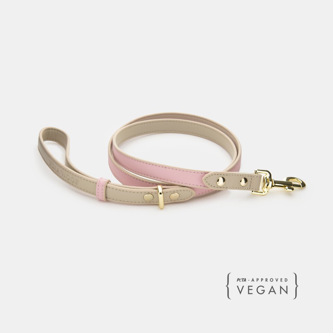 Leash 4ft - Vegan Leather - Cupertino Fursace Luxury Dog Plush Toy - Light Pink Red Squeaky | Cookies Wagging Friends Boutique Cookies Wagging Friends Boutique