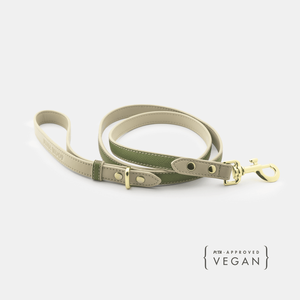 Leash 4ft - Vegan Leather Fursace Luxury Dog Plush Toy - Olive Red Squeaky | Cookies Wagging Friends Boutique Cookies Wagging Friends Boutique