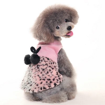 Pink dress with leopard-print skirt and black bow accents for girls