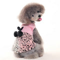 Pink dress with leopard-print skirt and black bow accents for girls