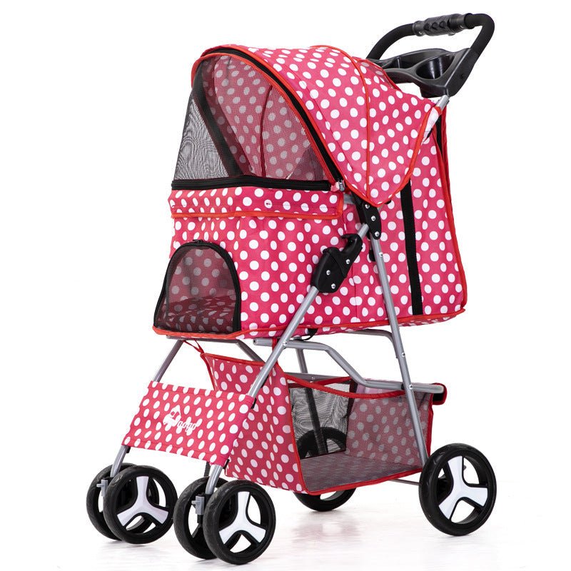 Luxury Foldable Pet Stroller – Breathable & Travel-Friendly Fursace Luxury Dog Plush Toy - Pink Dot Red Squeaky | Cookies Wagging Friends Boutique Cookies Wagging Friends Boutique