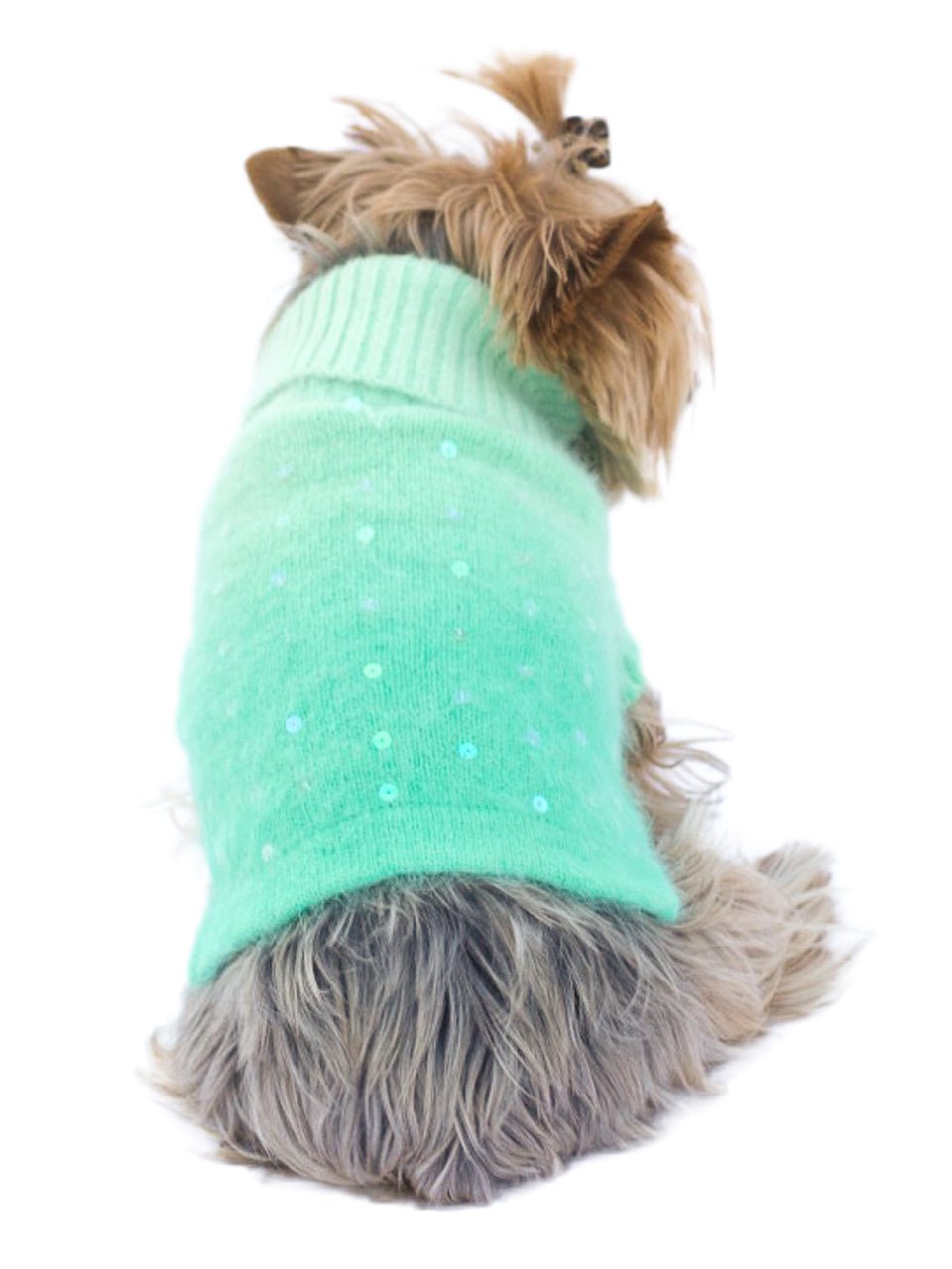Luxury Sparkle Beverly Hills Sweater, Seafoam Green Fursace Luxury Dog Plush Toy - M Red Squeaky | Cookies Wagging Friends Boutique Cookies Wagging Friends Boutique