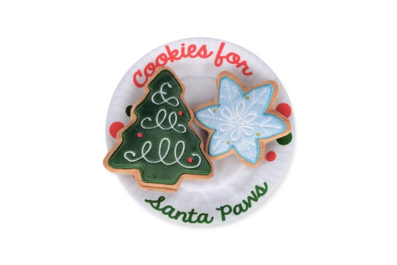 Merry Woofmas Christmas Eve Cookies Plush Squeaky Holiday Dog Toy Set - 3 Pc Fursace Luxury Dog Plush Toy - Red Squeaky | Cookies Wagging Friends Boutique Cookies Wagging Friends Boutique
