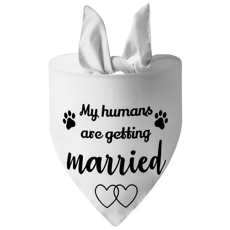 My Humans are Getting Married Paw Print Bandana - Blk or Wht Fursace Luxury Dog Plush Toy - WHT Red Squeaky | Cookies Wagging Friends Boutique Cookies Wagging Friends Boutique