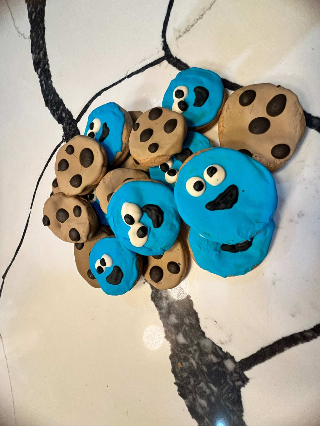 Organic Peanut Butter Cookie Monster 🐾🍪💙 Fursace Luxury Dog Plush Toy - Red Squeaky | Cookies Wagging Friends Boutique Cookies Wagging Friends Boutique