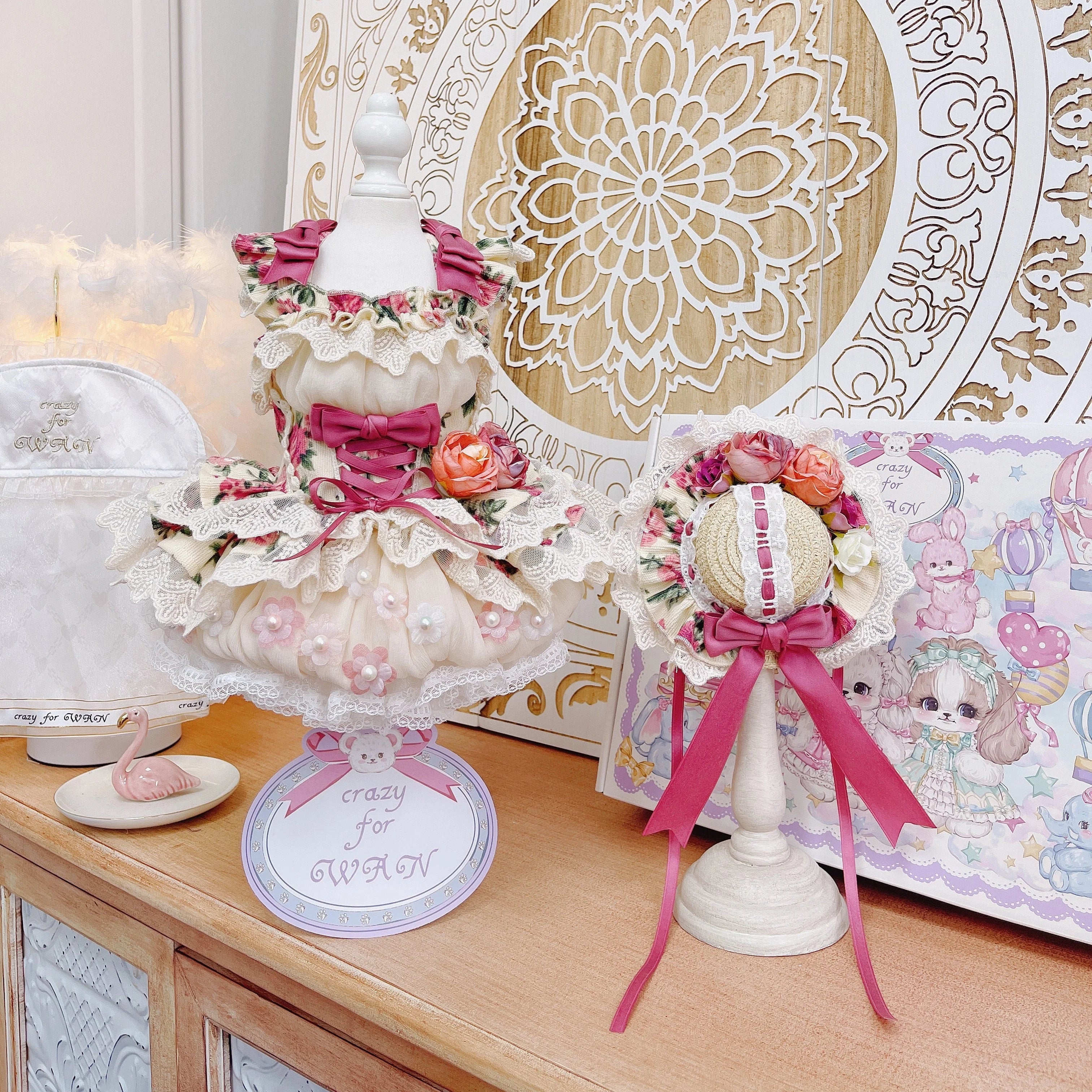 High quality Rosé Blossom Couture Dog Dress & Hat Set