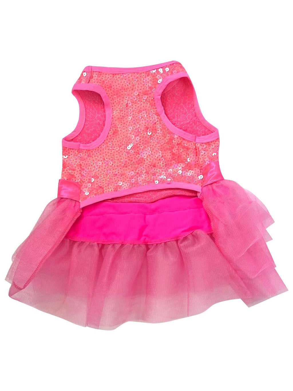 Palm Beach neon coral sequin tutu with sleeveless bodice and layered tulle skirt