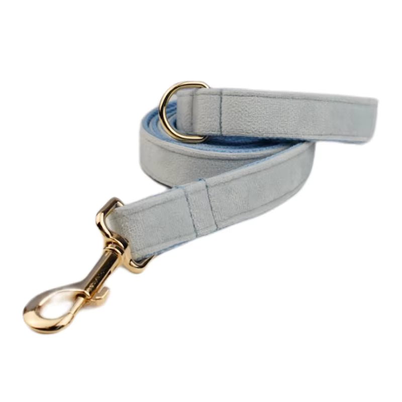 Personalized Light Blue Velvet Classic Set Fursace Luxury Dog Plush Toy - Leash Red Squeaky | Cookies Wagging Friends Boutique Cookies Wagging Friends Boutique