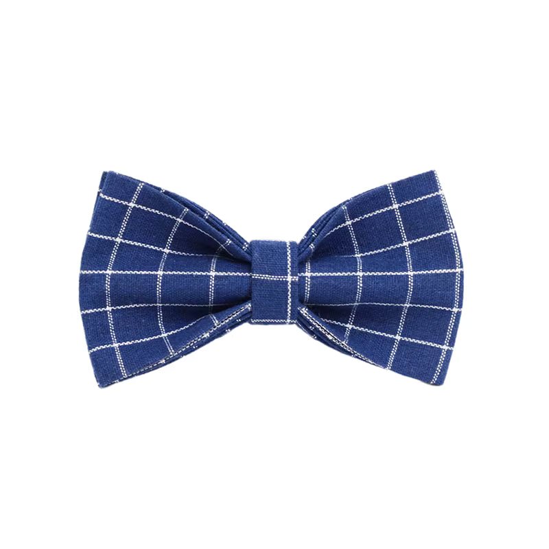 Personalized Plaid Dark Blue Classic Set Fursace Luxury Dog Plush Toy - Bowtie Red Squeaky | Cookies Wagging Friends Boutique Cookies Wagging Friends Boutique