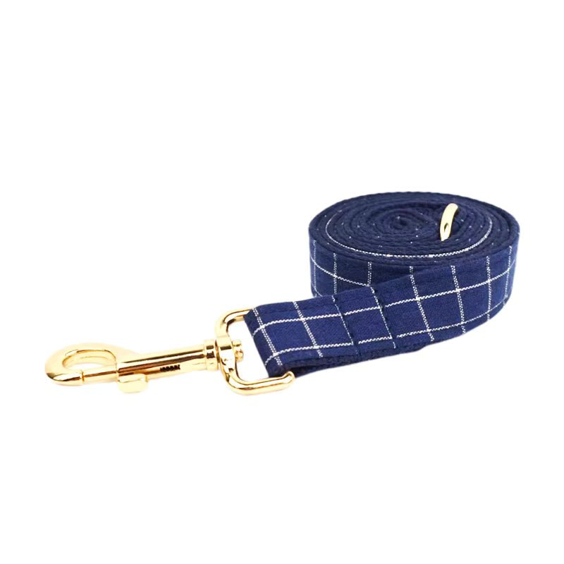 Personalized Plaid Dark Blue Classic Set Fursace Luxury Dog Plush Toy - Leash Red Squeaky | Cookies Wagging Friends Boutique Cookies Wagging Friends Boutique