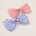 Rhinestone bow hair clips for pets, pink and blue heart bows