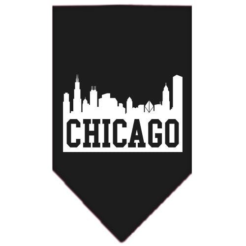 Black pet and dog bandana with Chicago skyline screen print