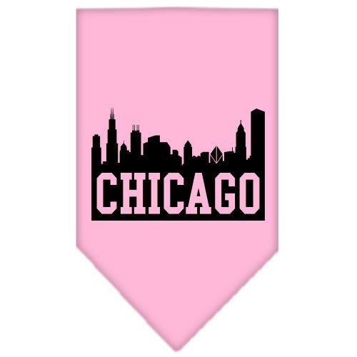 Light pink pet and dog bandana with Chicago skyline screen print