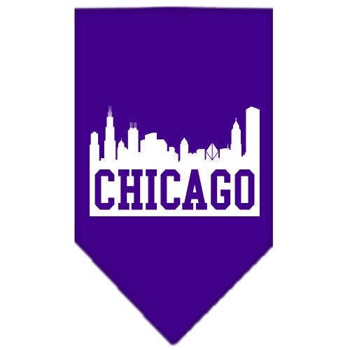 Purple pet and dog bandana with Chicago skyline screen print