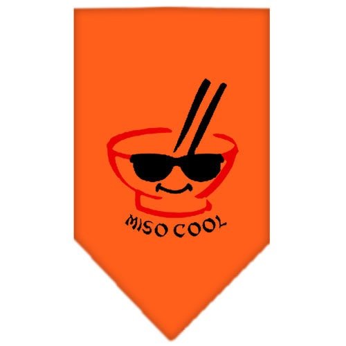 Orange pet bandana with screen-printed “Miso Cool” ramen graphic