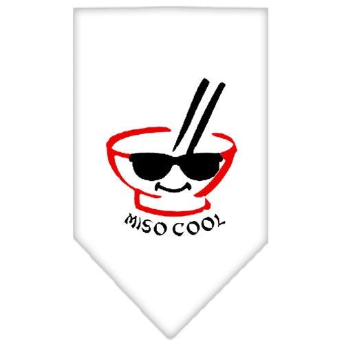 White pet bandana with screen-printed “Miso Cool” ramen graphic