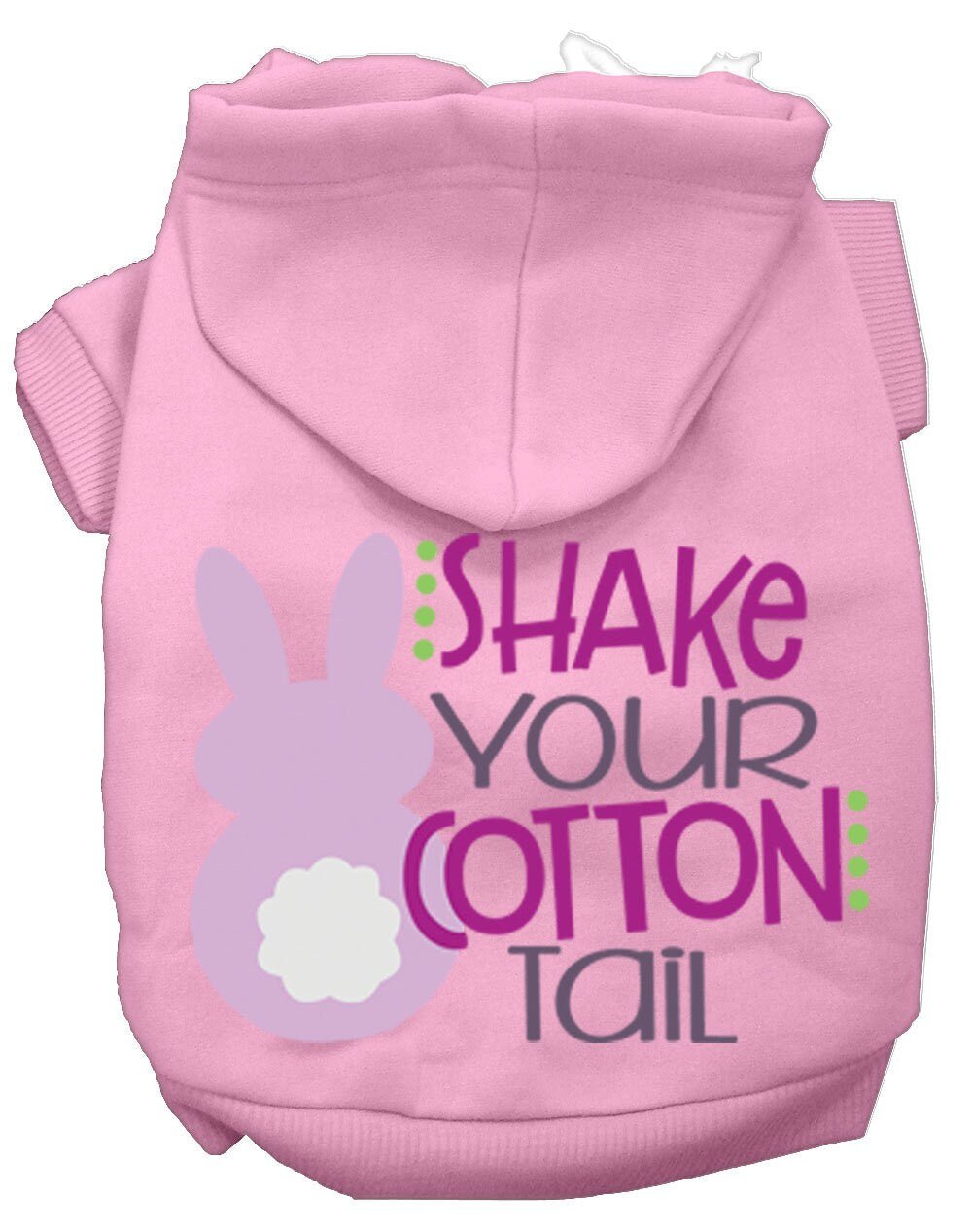 Light pink dog and cat hoodie with bunny graphic screen print