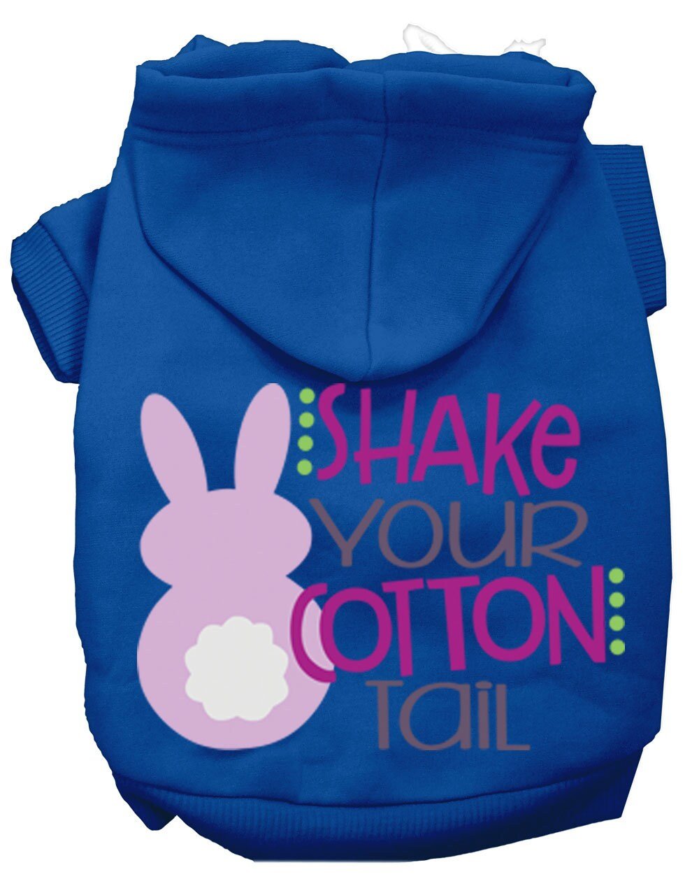 Blue dog and cat hoodie with bunny graphic screen print