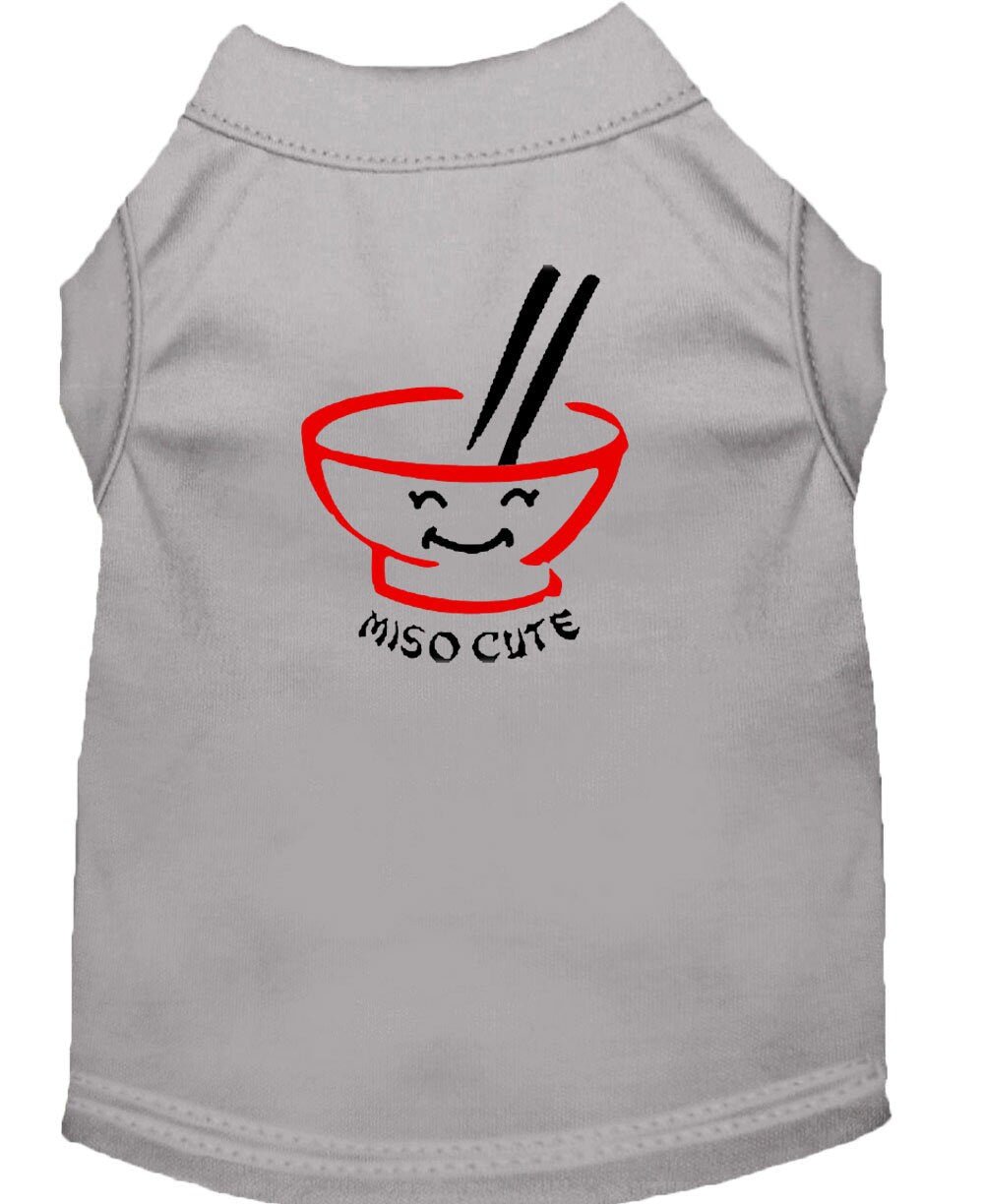 Gray pet tank shirt with “Miso Cute” bowl graphic on back