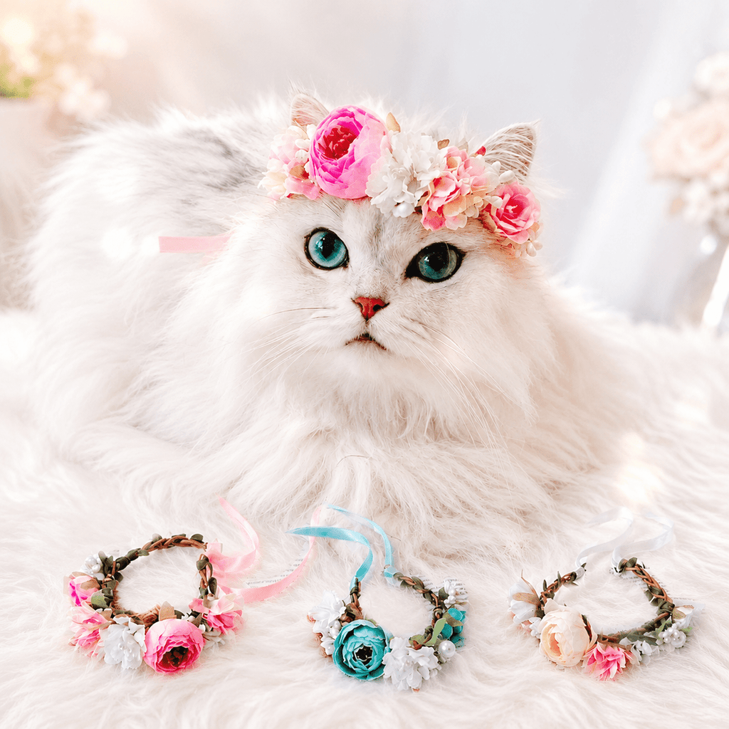Pet Floral Crown Headpiece Bride Wedding Fursace Luxury Dog Plush Toy - Pink Red Squeaky | Cookies Wagging Friends Boutique Cookies Wagging Friends Boutique