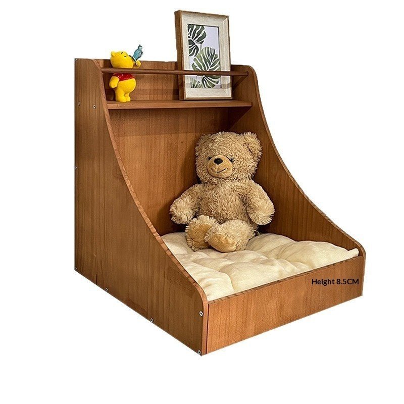 Pet Home Storage Small Solid Wood Bed For Home Fursace Luxury Dog Plush Toy - Wood Color Red Squeaky | Cookies Wagging Friends Boutique Cookies Wagging Friends Boutique