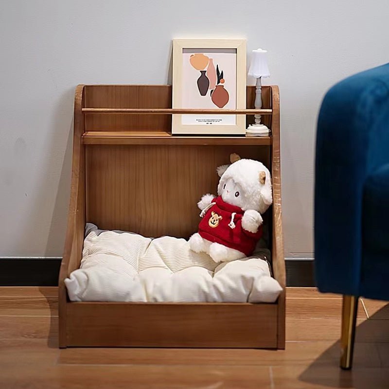 Pet Home Storage Small Solid Wood Bed For Home Fursace Luxury Dog Plush Toy - Wood Color Red Squeaky | Cookies Wagging Friends Boutique Cookies Wagging Friends Boutique
