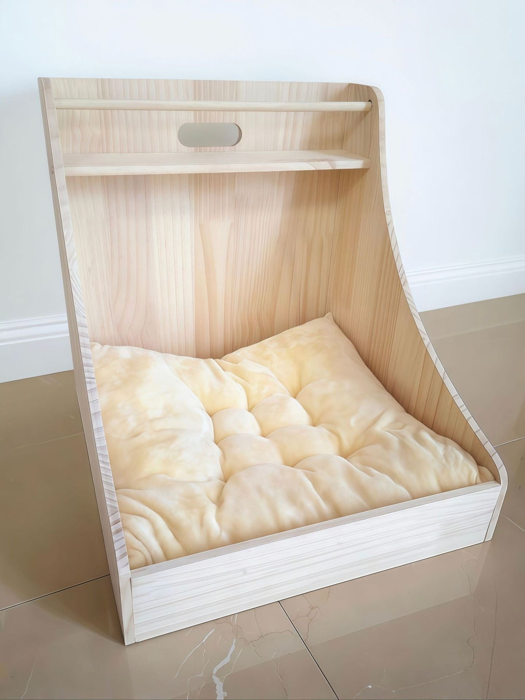 Pet Home Storage Small Solid Wood Bed For Home Fursace Luxury Dog Plush Toy - Wood Color Red Squeaky | Cookies Wagging Friends Boutique Cookies Wagging Friends Boutique