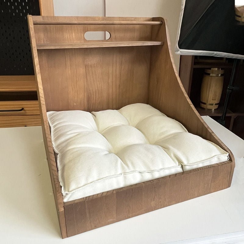 Pet Home Storage Small Solid Wood Bed For Home Fursace Luxury Dog Plush Toy - Wood Color Red Squeaky | Cookies Wagging Friends Boutique Cookies Wagging Friends Boutique