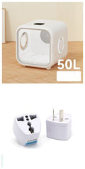 Pet drying box 50L with transparent door plus travel adapter plug set