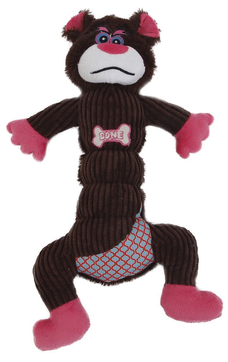 Pet Life ® 'Cuddle Plush' Mesh and Plush Squeaking Dog Toy Fursace Luxury Dog Plush Toy - Dark Brown Red Squeaky | Cookies Wagging Friends Boutique Cookies Wagging Friends Boutique