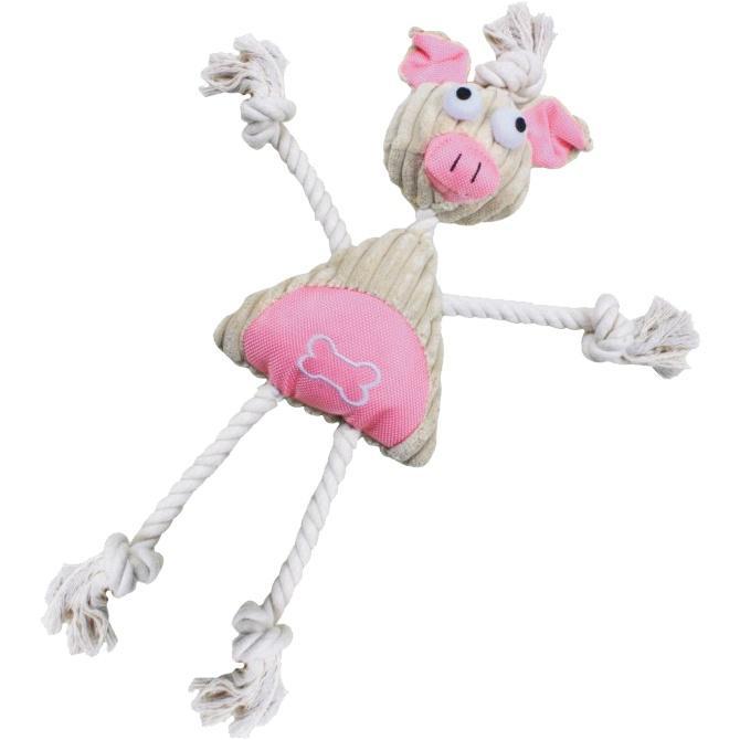 Pet Life ® 'Doll Mannequin' Natural Jute and Rope Squeak Dog Toy Fursace Luxury Dog Plush Toy - Yellow Red Squeaky | Cookies Wagging Friends Boutique Cookies Wagging Friends Boutique