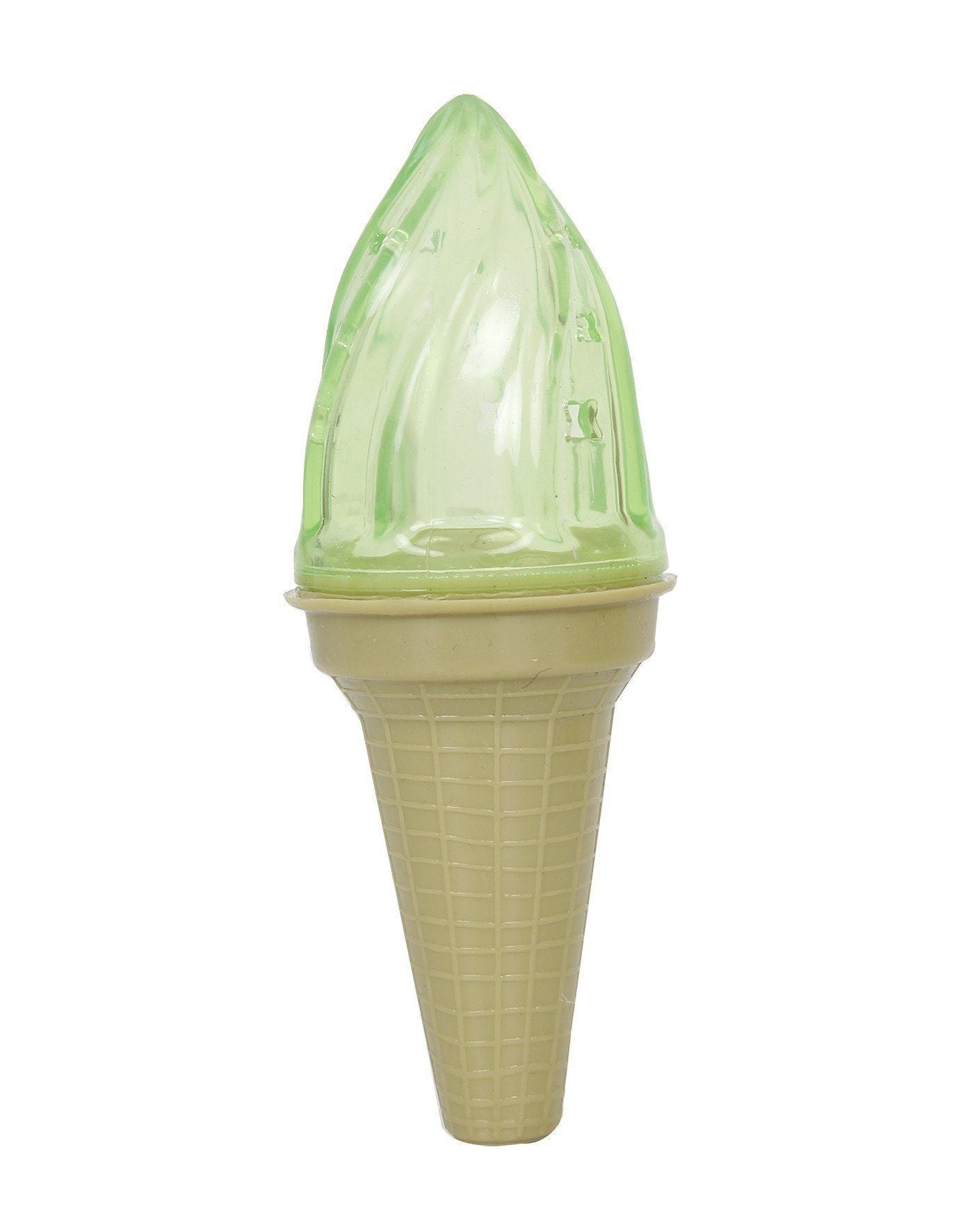 Green ice cream cone dog toy with insertable treat pocket