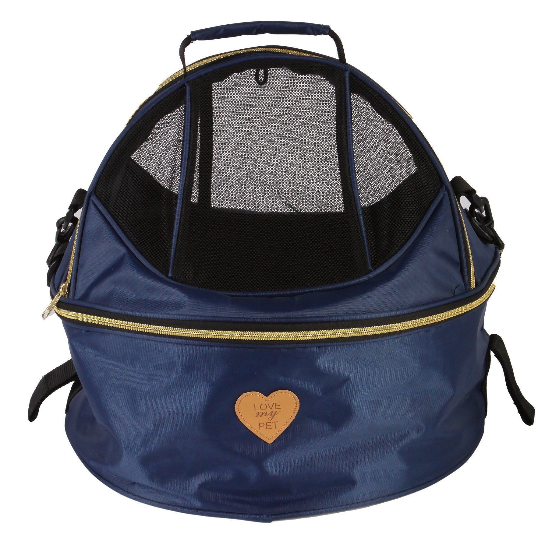 Pet Life ®  'Air-Venture' Dual-Zip Airline Approved Panoramic Circular Travel Pet Dog Carrier