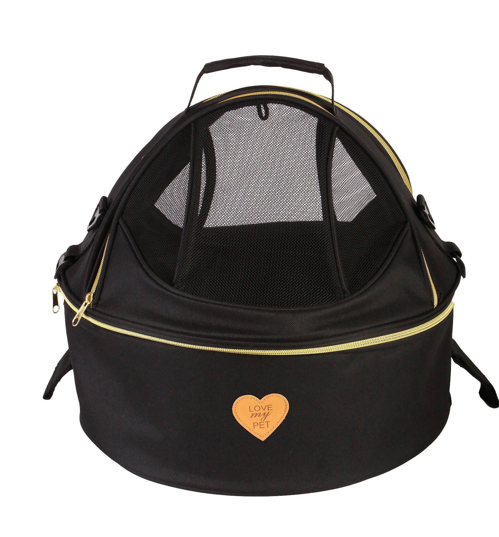Pet Life ®  'Air-Venture' Dual-Zip Airline Approved Panoramic Circular Travel Pet Dog Carrier