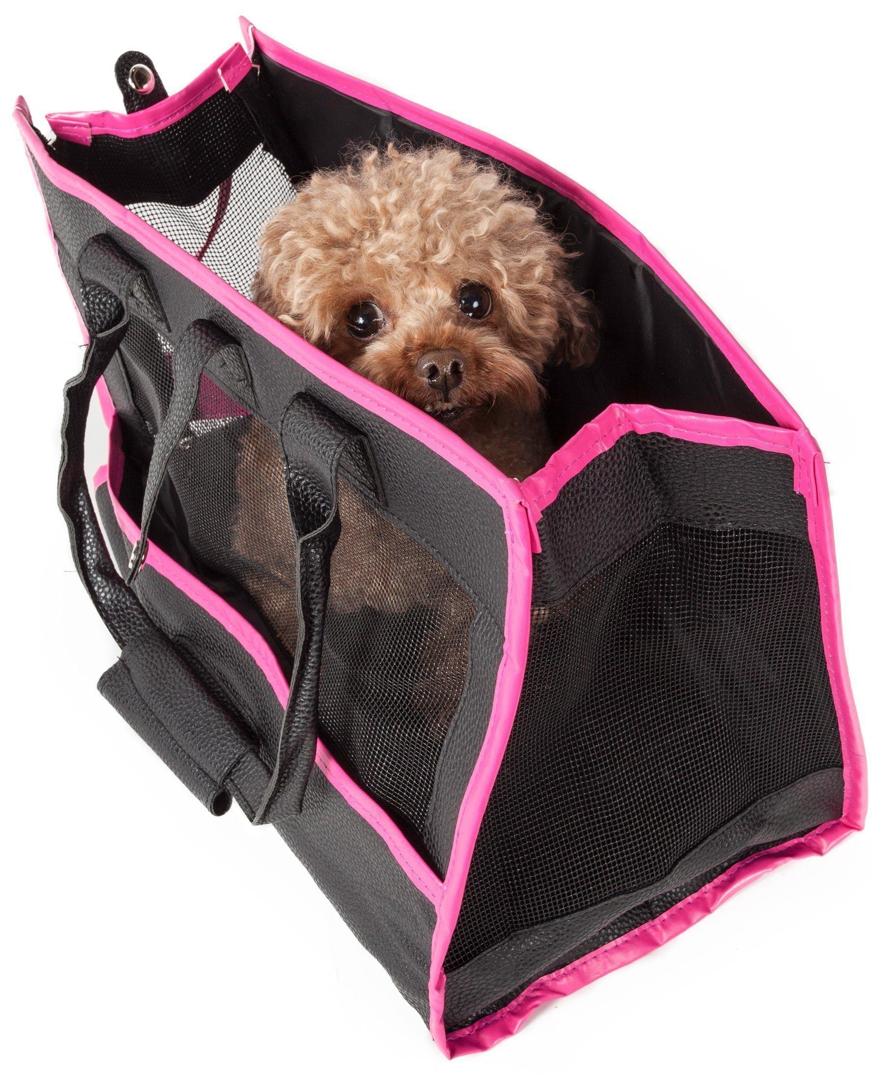 Pet Life ® 'Posh Paw' Elegant Leatherette Designer Fashion Travel Pet Dog Carrier Tote