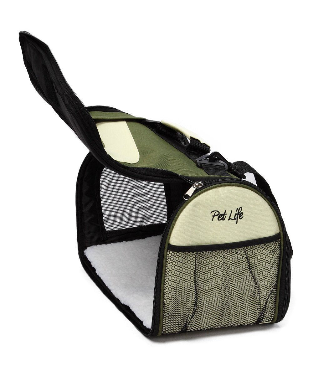 Pet Life ® Sporty Mesh Airline Approved Zippered Folding Collapsible Travel Pet Dog Carrier