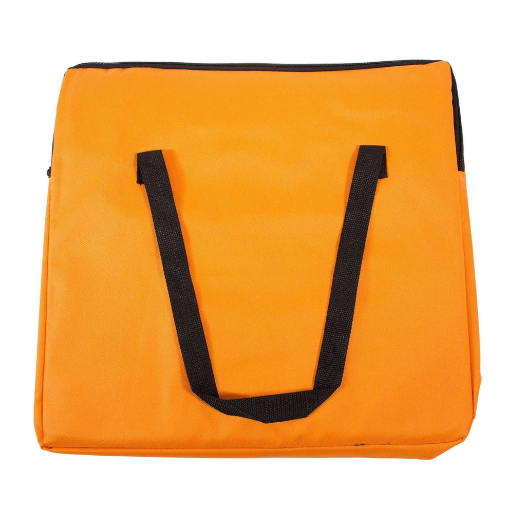 Orange folding pet dog car seat travel carrier with two black carry handles