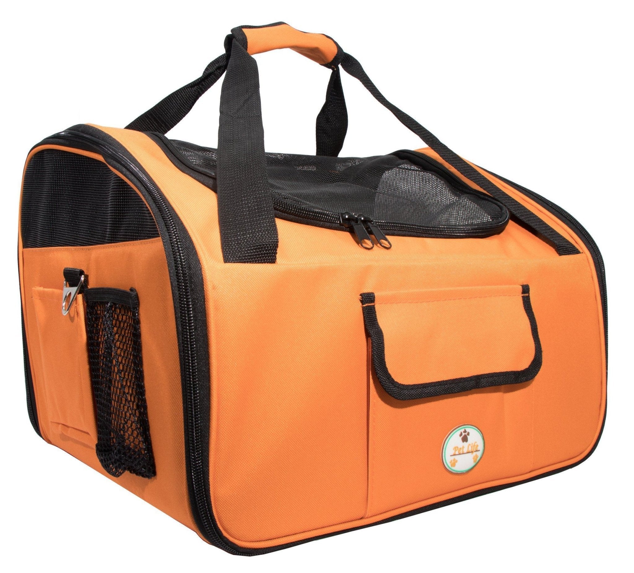 Pet Life ® Ultra-Lock collapsible pet duffel carrier, orange with mesh ventilation panel