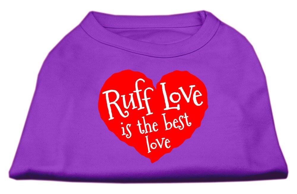 Aqua pet shirt with red "Ruff Love" heart graphic and matching text