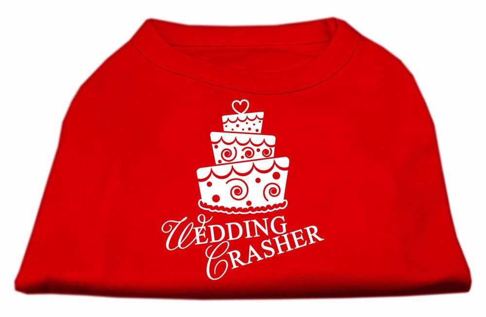 Gray pet shirt with white wedding-themed cake graphic on the front