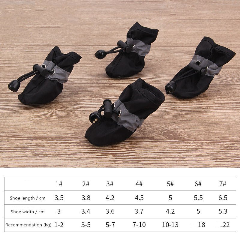 Black soft-soled dog shoes with gray lining and hook-and-loop straps