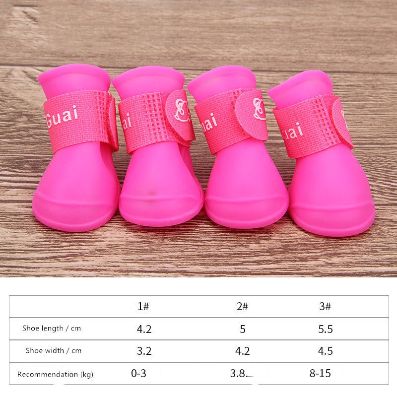 Bright pink dog soft-soled pet shoes with wide hook-and-loop straps and rounded toes.